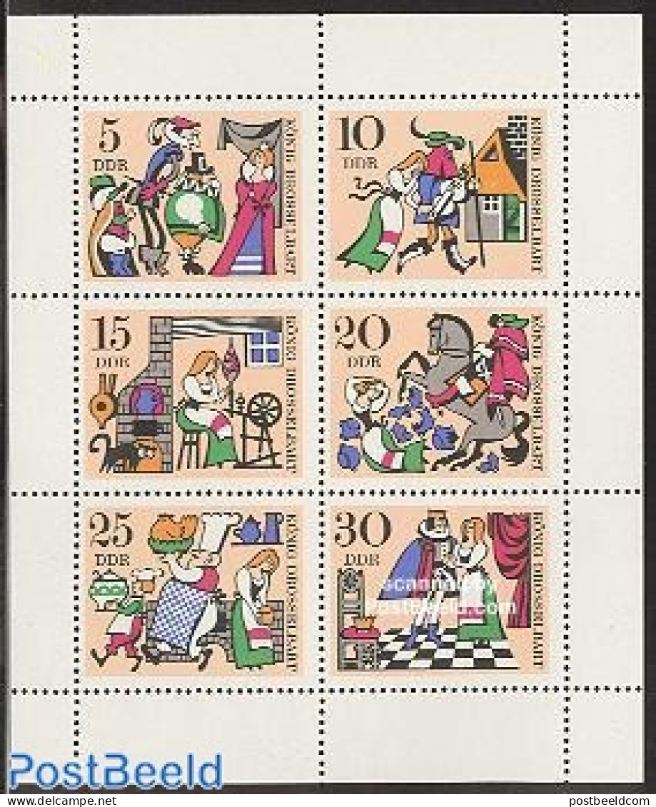 Germany, DDR 1967 Fairy Tales 6v M/s, Mint NH, Nature - Performance Art - Sport - Various - Cats - Horses - Music - Ch.. - Ungebraucht