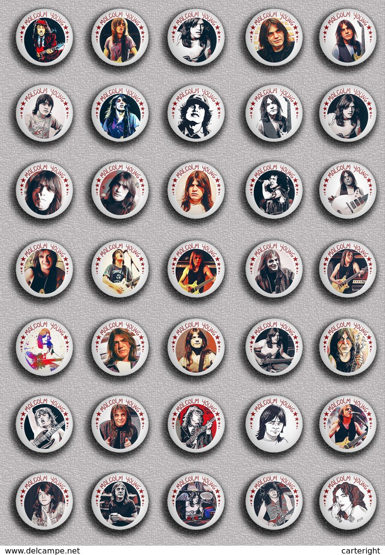 35 X ACDC-Malcolm Young  Music ART BADGE BUTTON PIN SET 1 (1inch/25mm Diameter) - Muziek