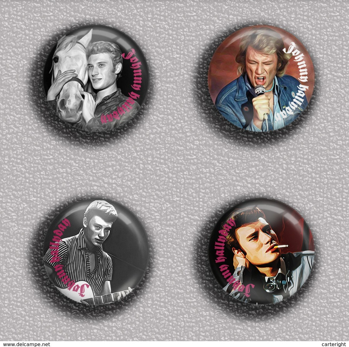 Johnny Hallyday Music Fan ART BADGE BUTTON PIN SET 9 (1inch/25mm Diameter) 35 DIFF - Musica