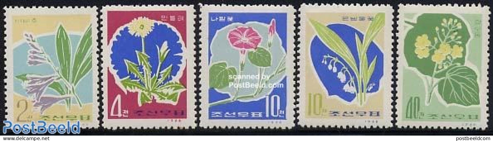 Korea, North 1966 Flowers 5v, Mint NH, Nature - Flowers & Plants - Corée Du Nord
