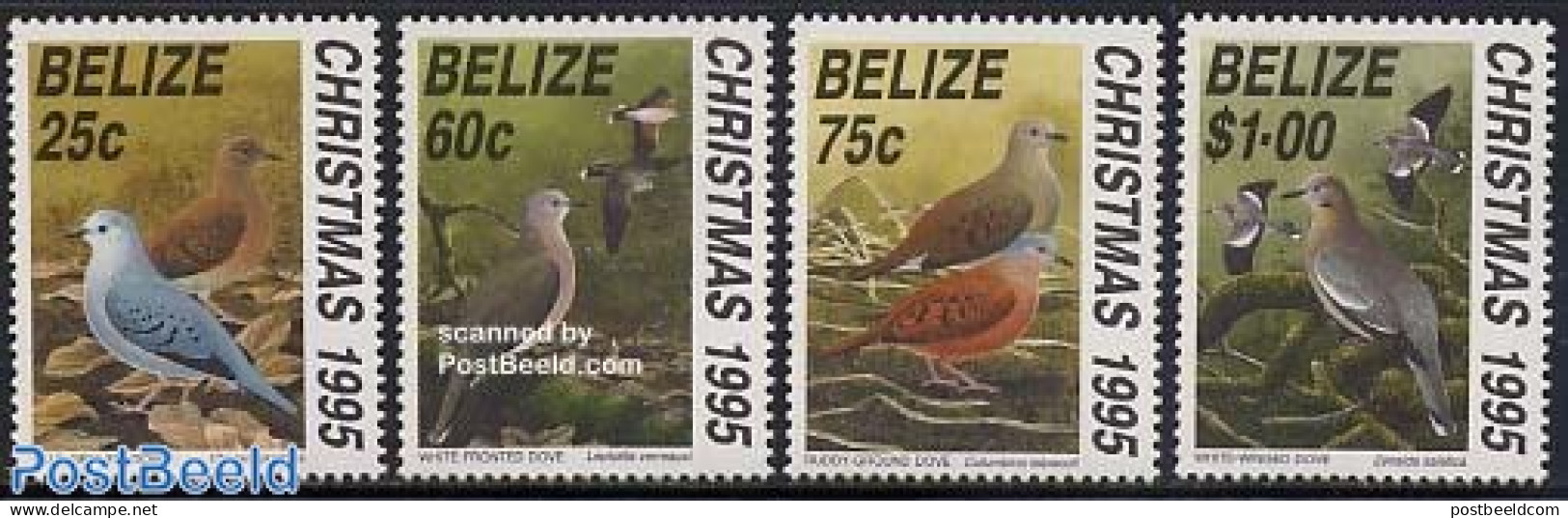 Belize/British Honduras 1995 Christmas, Pigeons 4v, Mint NH, Nature - Religion - Birds - Christmas - Pigeons - Christmas