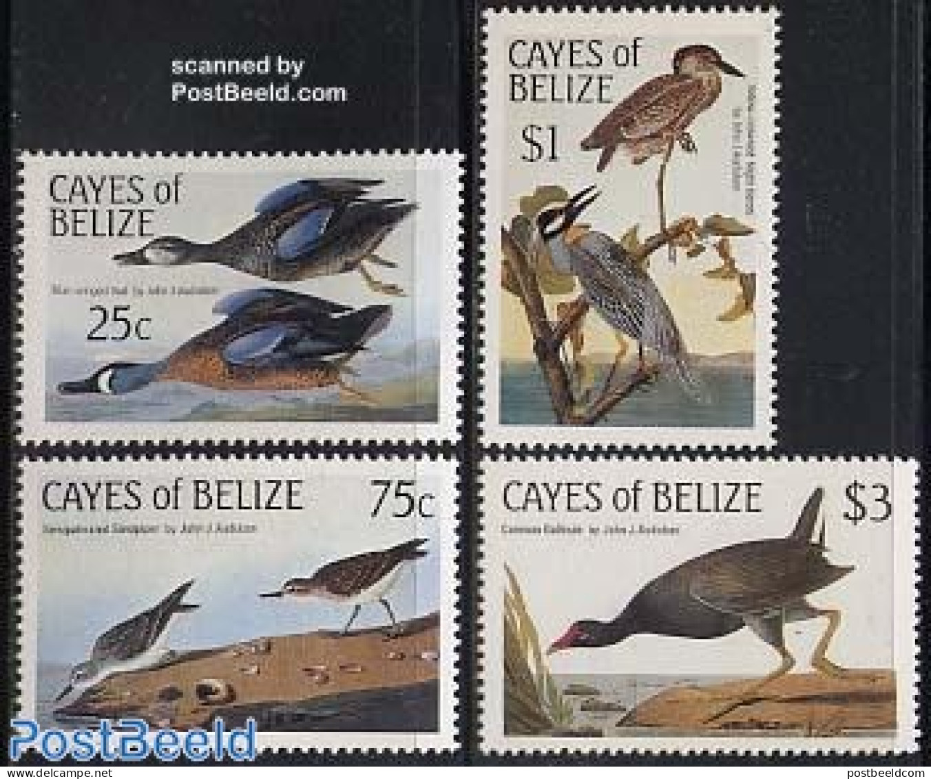 Belize/British Honduras 1985 Cayes, J.J. Audubon 4v, Mint NH, Nature - Birds - Ducks - Art - Paintings - Geese - Honduras Británica (...-1970)