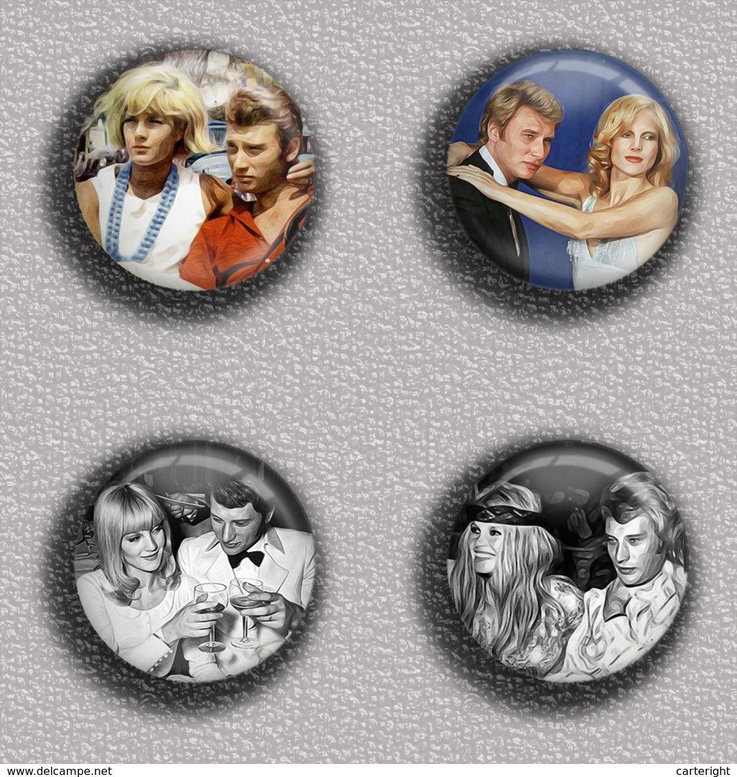 Johnny Hallyday Music Fan ART BADGE BUTTON PIN SET 12 (1inch/25mm Diameter) 35 DIFF - Musica