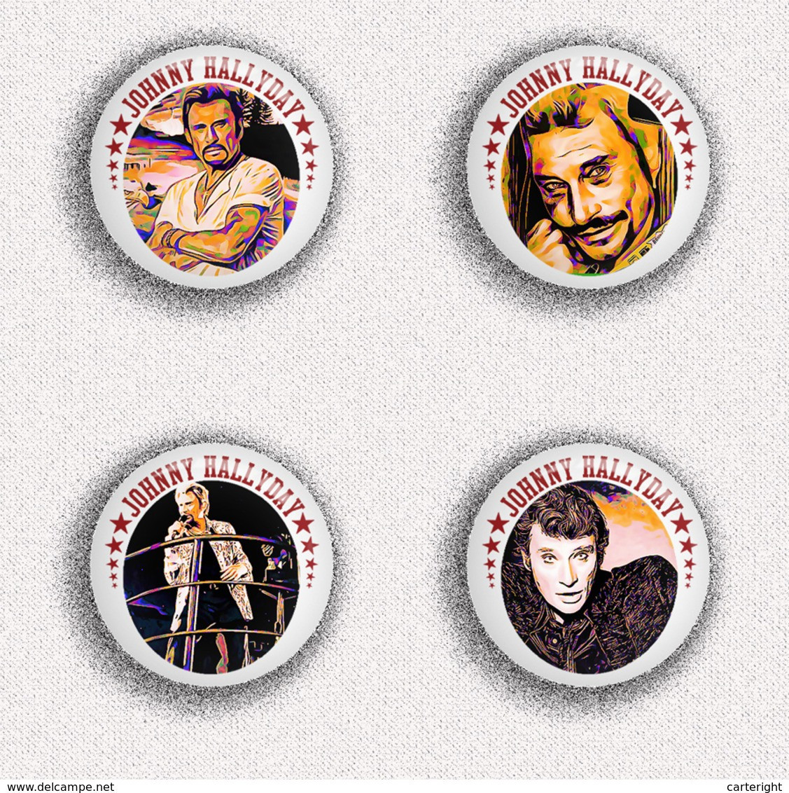 Johnny Hallyday Music Fan ART BADGE BUTTON PIN SET 4 (1inch/25mm Diameter) X 35 - Musique