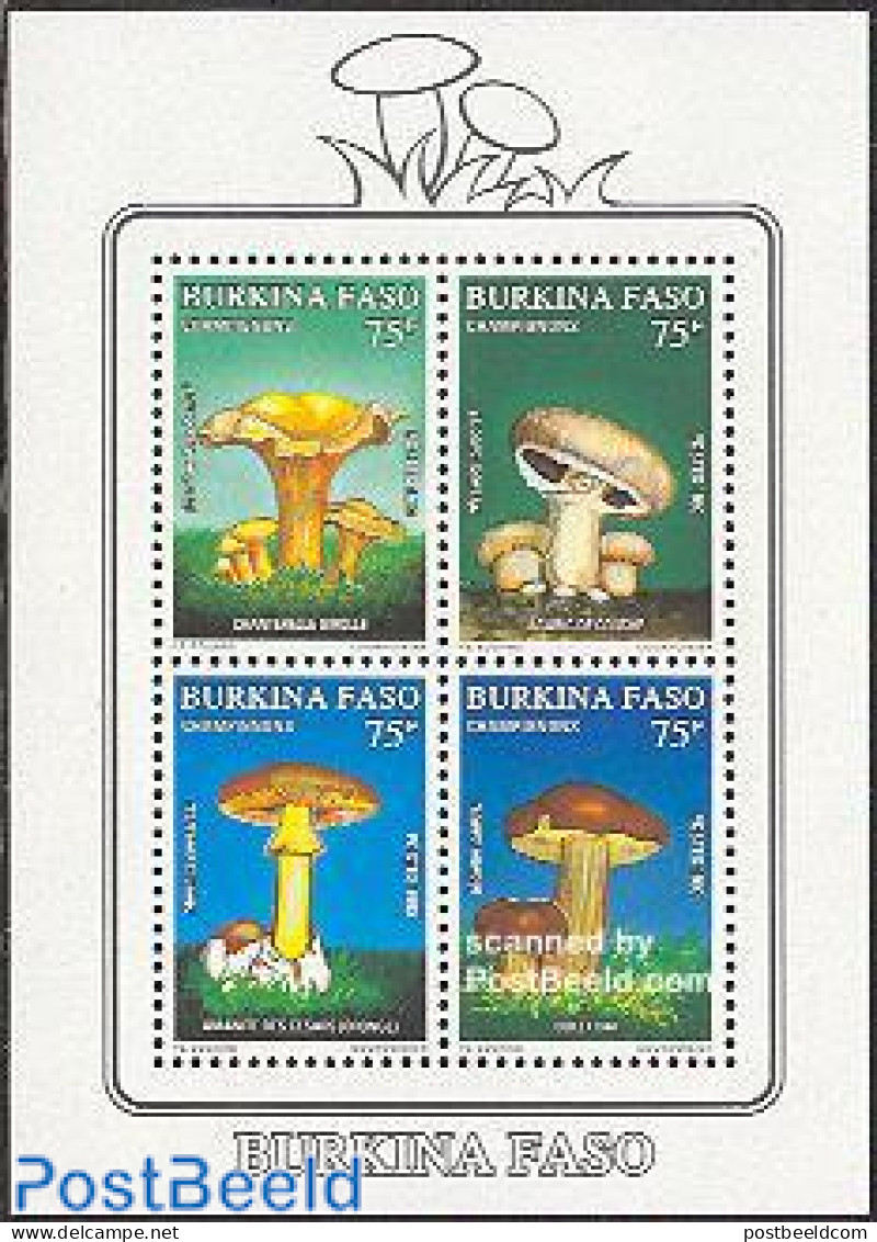 Burkina Faso 1990 Mushrooms S/s, Mint NH, Nature - Mushrooms - Paddestoelen