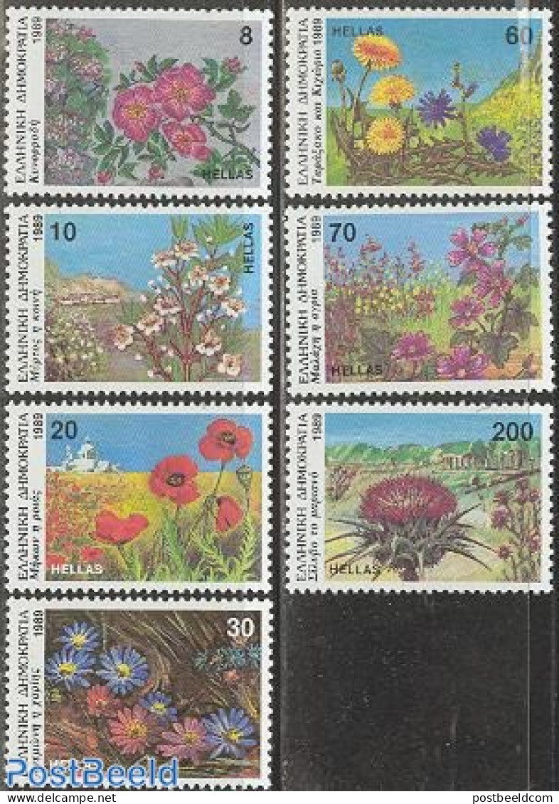 Greece 1989 Flowers 7v, Mint NH, Nature - Flowers & Plants - Unused Stamps
