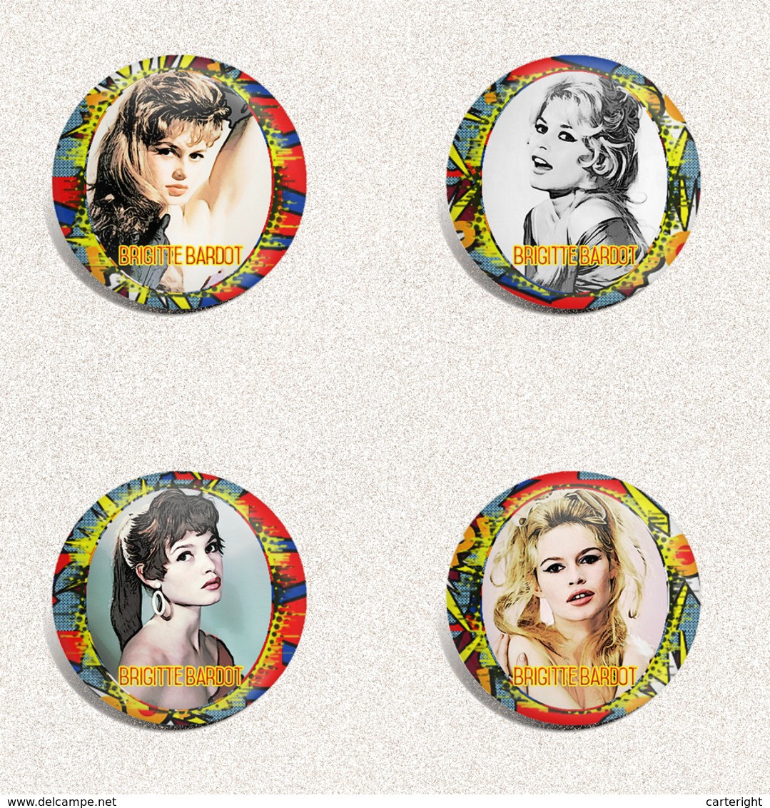 Brigitte Bardot Movie Film Fan ART BADGE BUTTON PIN SET 14 (1inch/25mm Diameter) 35 DIFF - Cinéma