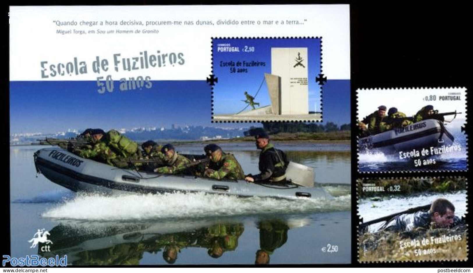 Portugal 2011 Infantery School 2v+s/s, Mint NH, History - Science - Transport - Militarism - Education - Ships And Boats - Unused Stamps