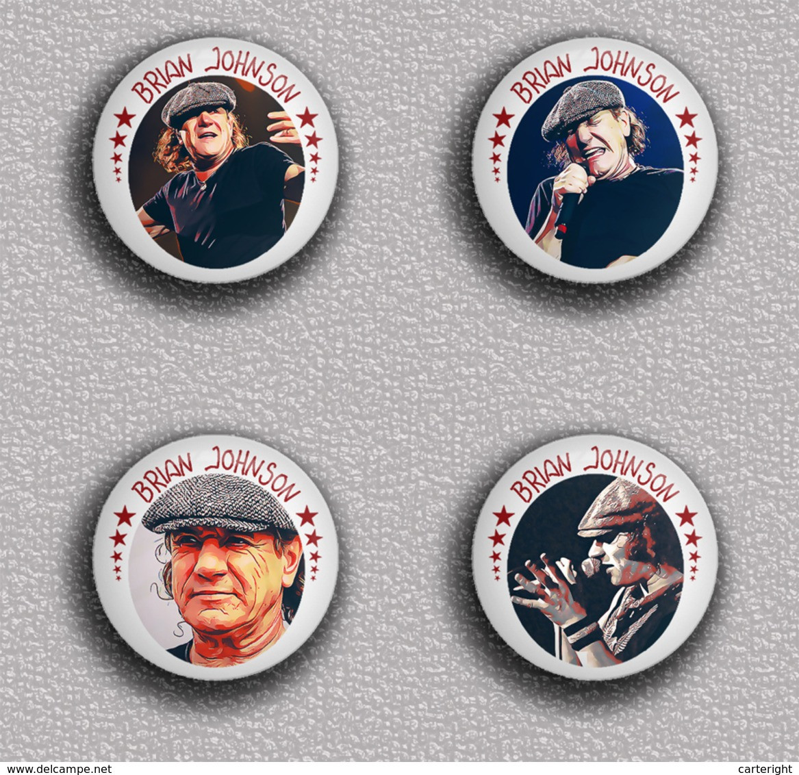 35 X ACDC BRIAN JOHNSON Music ART BADGE BUTTON PIN SET 1 (1inch/25mm Diameter) - Musica