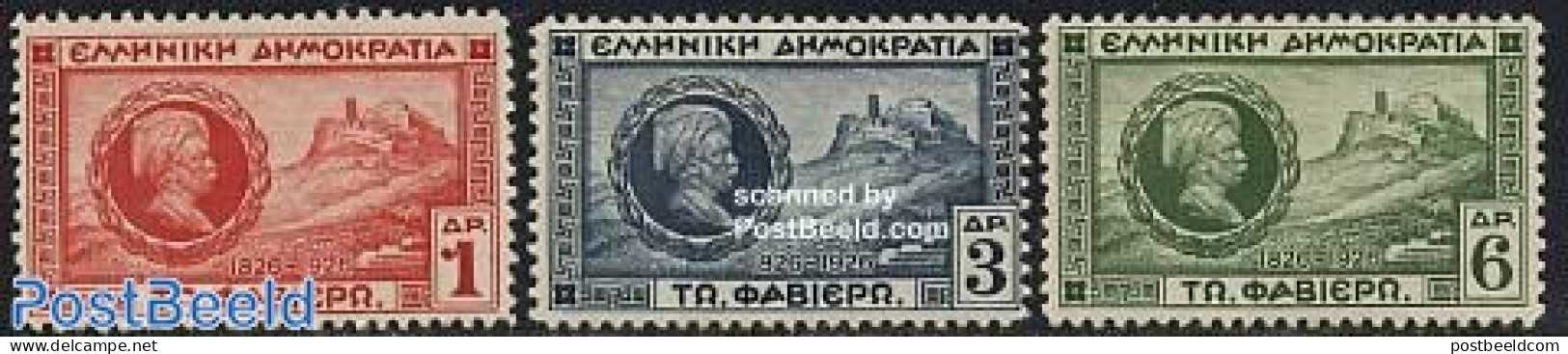 Greece 1927 C.N. Fabvier 3v, Unused (hinged) - Unused Stamps