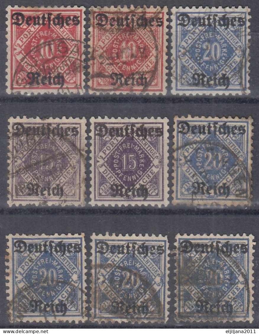 ⁕ Germany, Deutsches Reich 1920 ⁕ Dienstmarke / Official Stamps, Overprint On Bayern Mi.53-55 ⁕ 9v Used - Officials