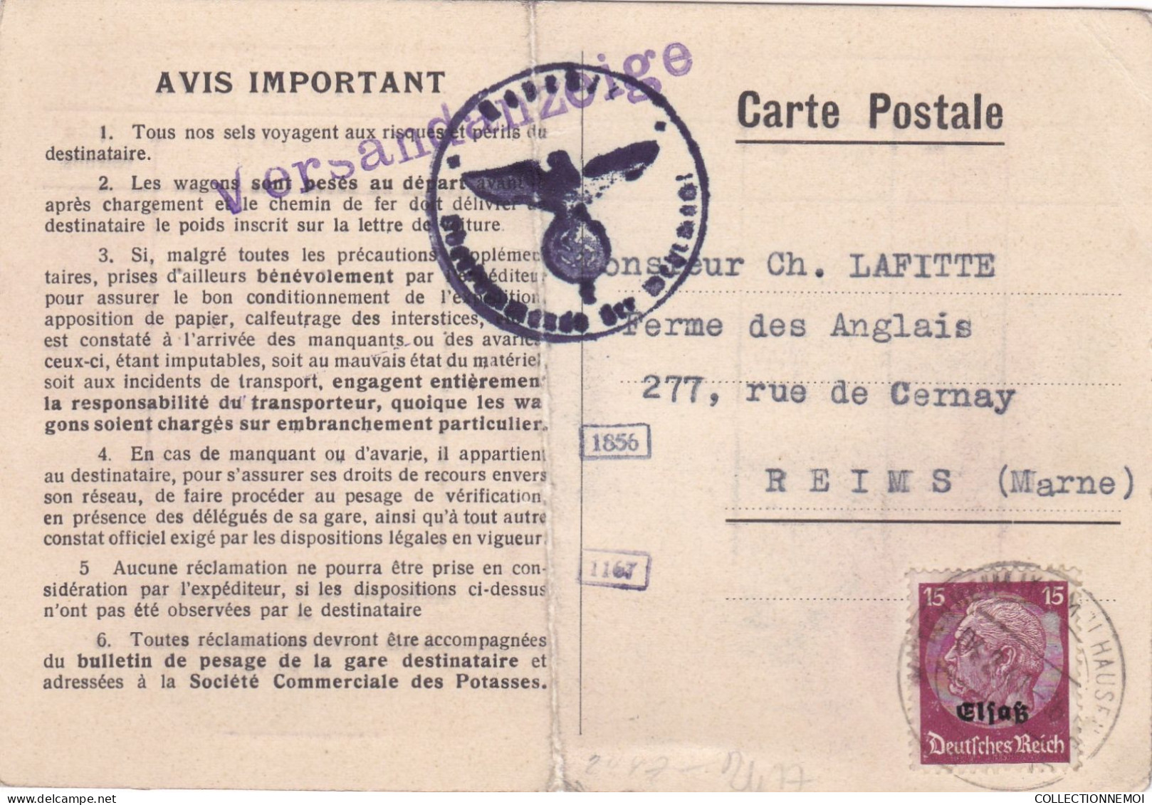 LOT DE 4 ,, Lettres,cartes,documents ,,d' ALSACE LORRAINE ,,scan Recto Et Verso ,,,,et VENDUE COMME C'EST - Vrac (max 999 Timbres)