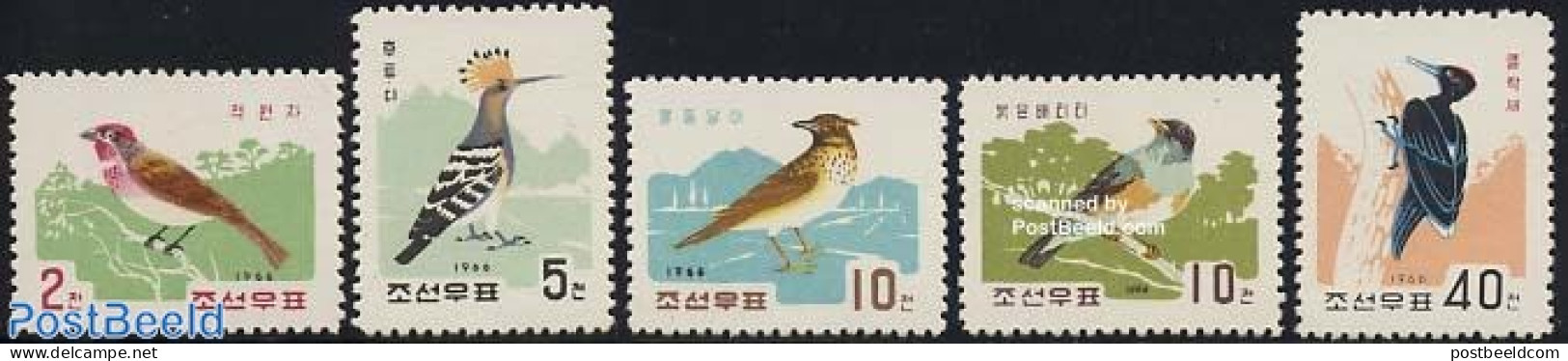 Korea, North 1966 Birds 5v, Mint NH, Nature - Birds - Woodpeckers - Corée Du Nord