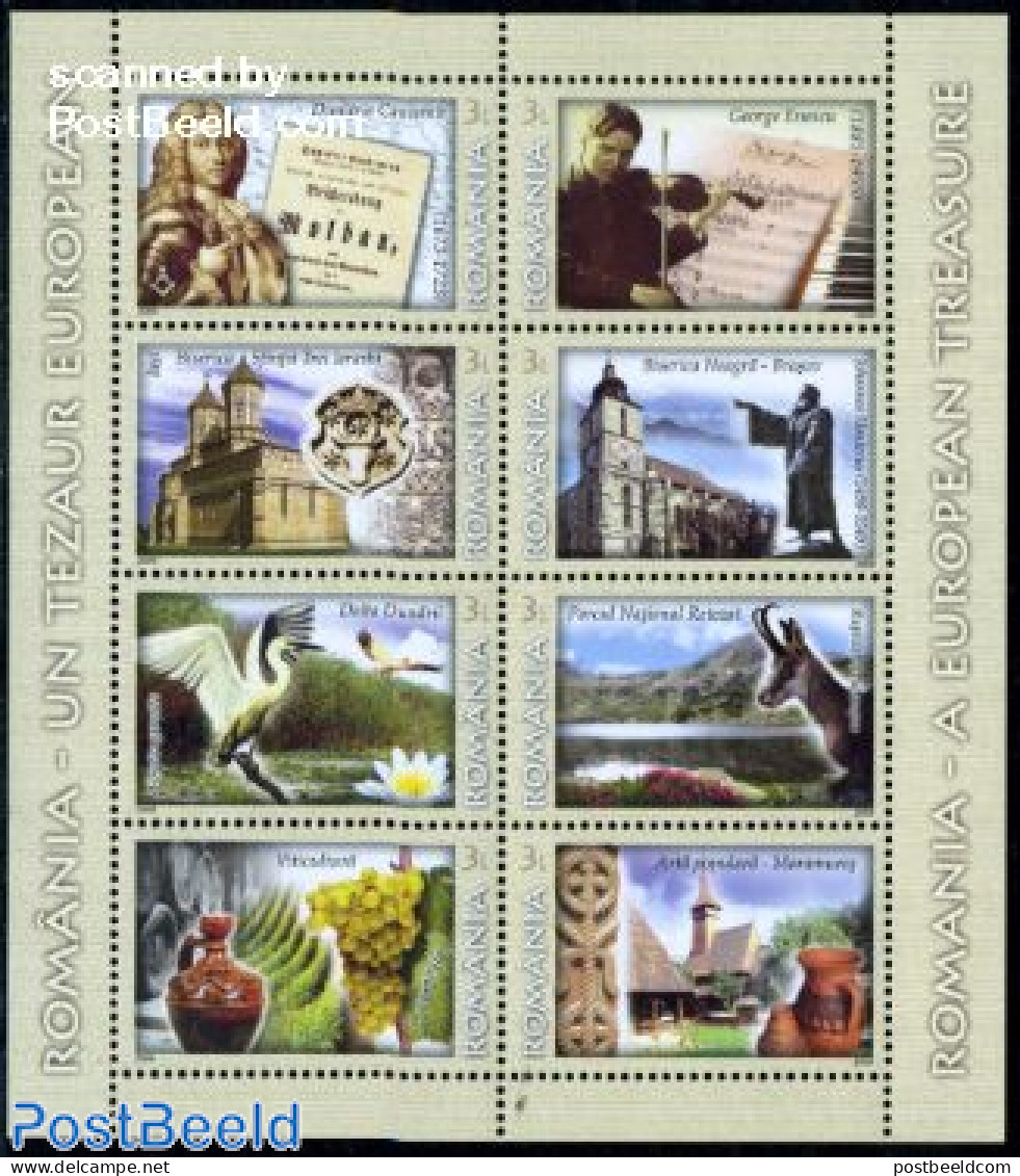 Romania 2009 Romania, A European Treasure 8v M/s, Mint NH, Nature - Performance Art - Religion - Animals (others & Mix.. - Ongebruikt