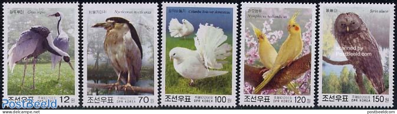 Korea, North 2003 Birds 5v, Mint NH, Nature - Birds - Owls - Parrots - Corée Du Nord