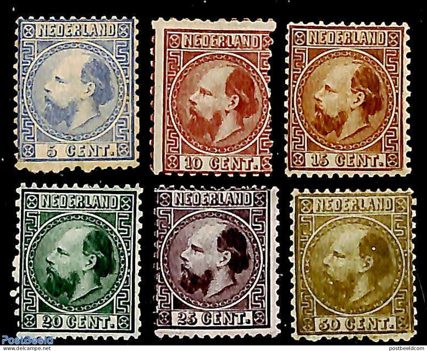 Netherlands 1867 Definitives 6v, King Willem III, Unused (hinged) - Unused Stamps