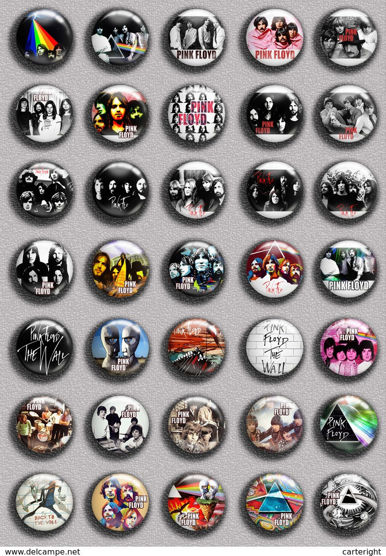 PINK FLOYD Music Fan ART BADGE BUTTON PIN SET 2 (1inch/25mm Diameter) 35 DIFF - Music