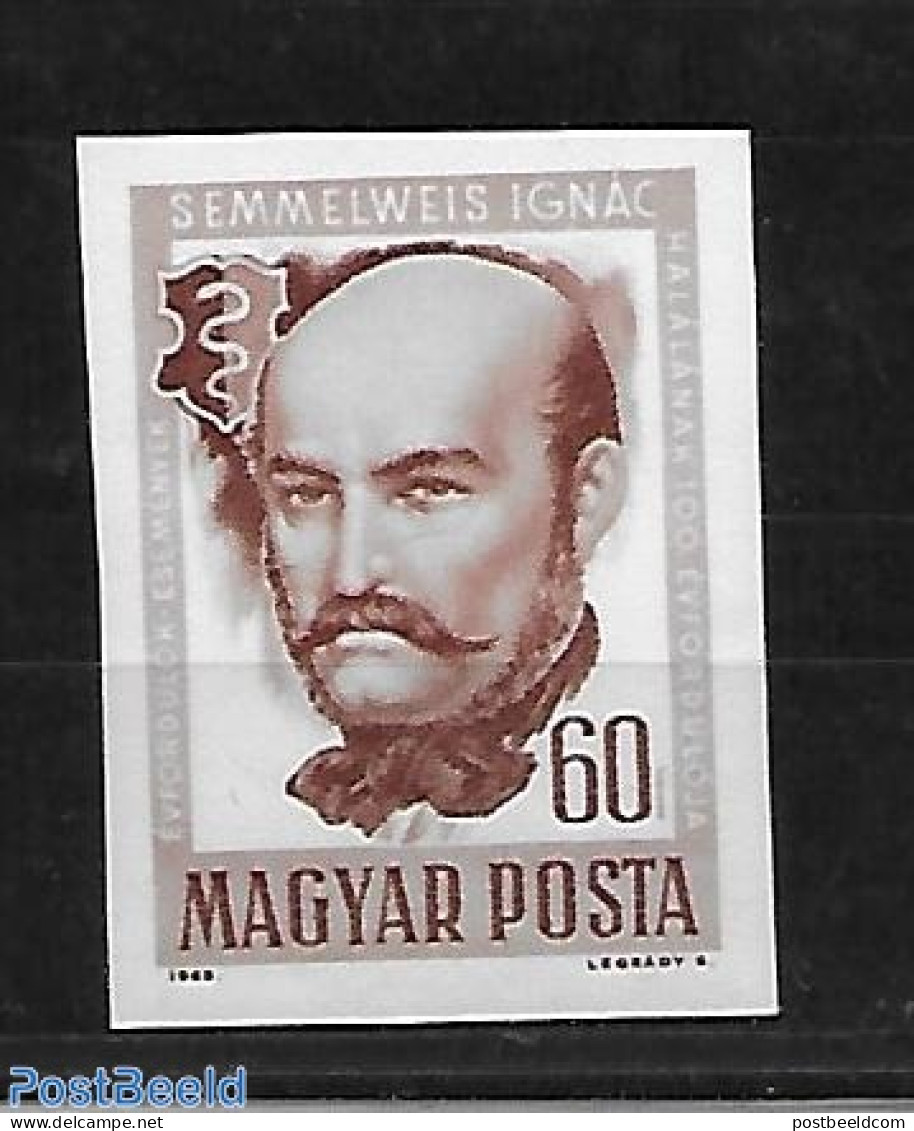 Hungary 1965 I. Semmelweiss 1v Imperforated, Mint NH, Health - Health - Unused Stamps