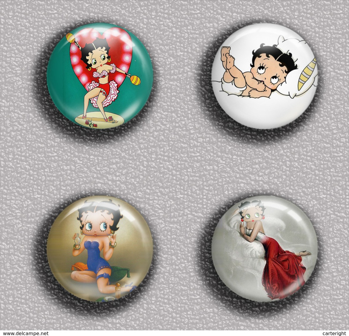 BETTY BOOP ART BADGE BUTTON PIN SET 1 (1inch/25mm Diameter) 35 DIFF - Cómics