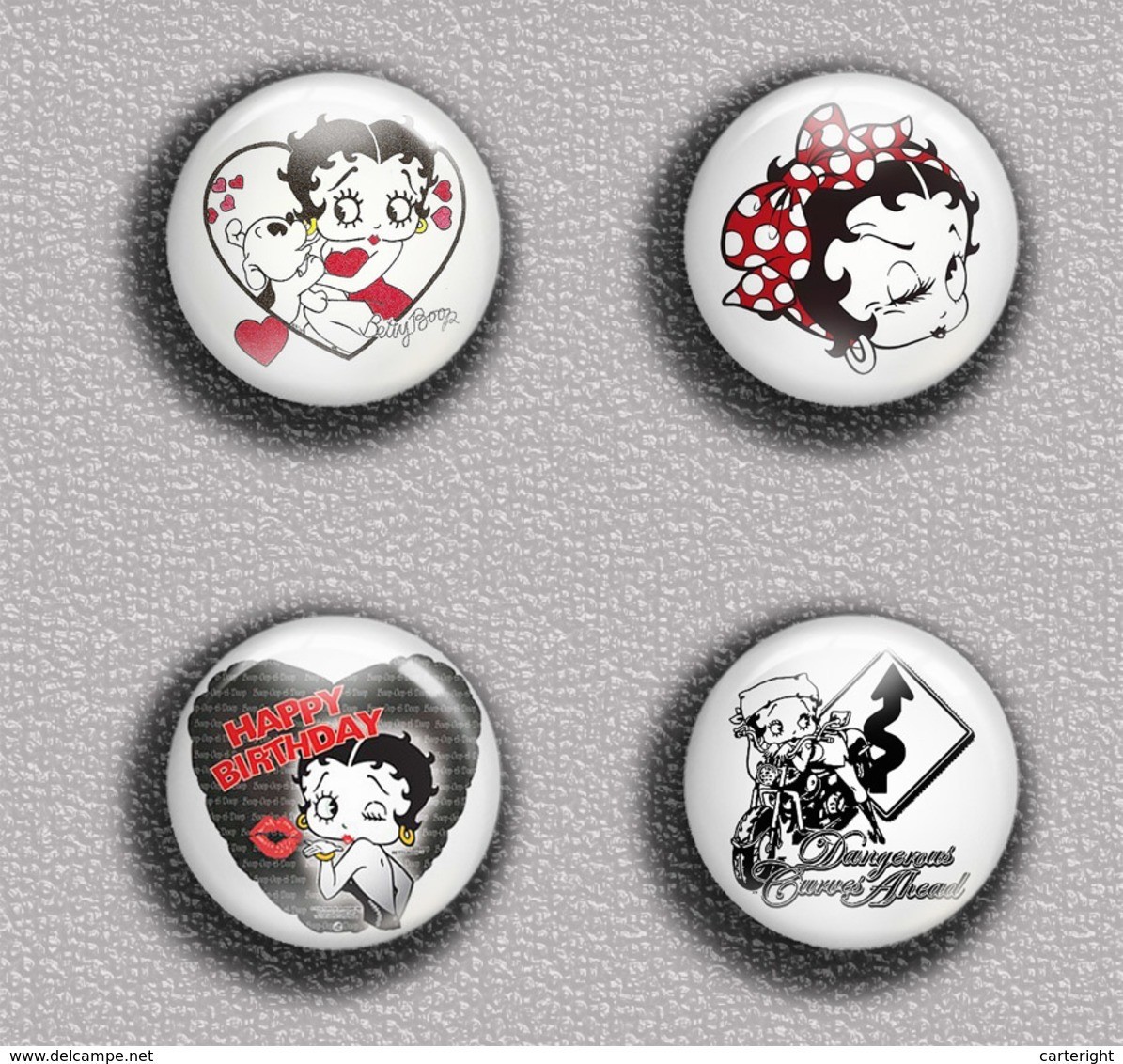 BETTY BOOP ART BADGE BUTTON PIN SET 3 (1inch/25mm Diameter) 35 DIFF - Cómics