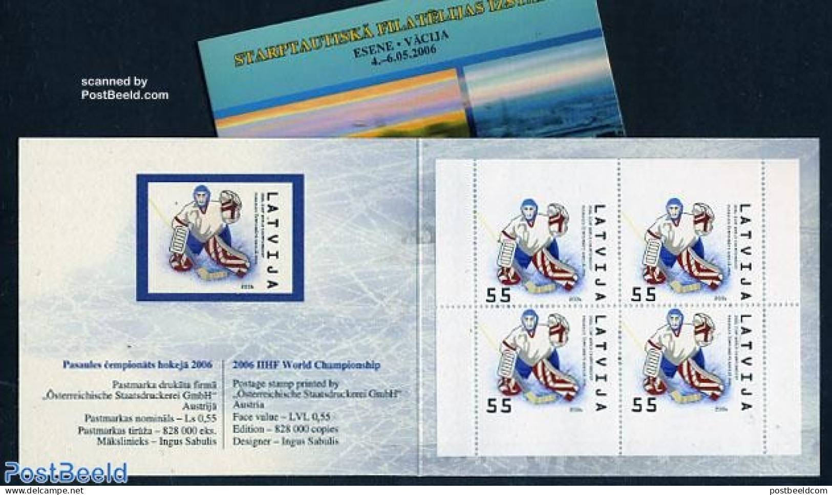 Latvia 2006 World Cup Ice Hockey Booklet, Mint NH, Sport - Ice Hockey - Stamp Booklets - Hockey (sur Glace)