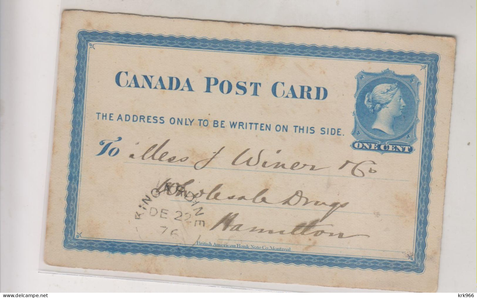 CANADA 1876 KINCARDINE   Nice Postal Stationery - 1860-1899 Victoria