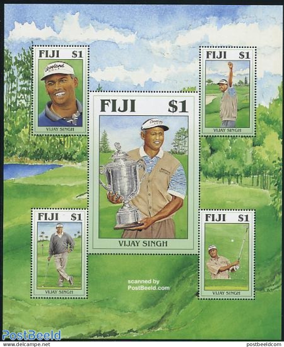 Fiji 2006 Vijay Singh, Golf Sport 5v M/s, Mint NH, Sport - Golf - Sport (other And Mixed) - Golf