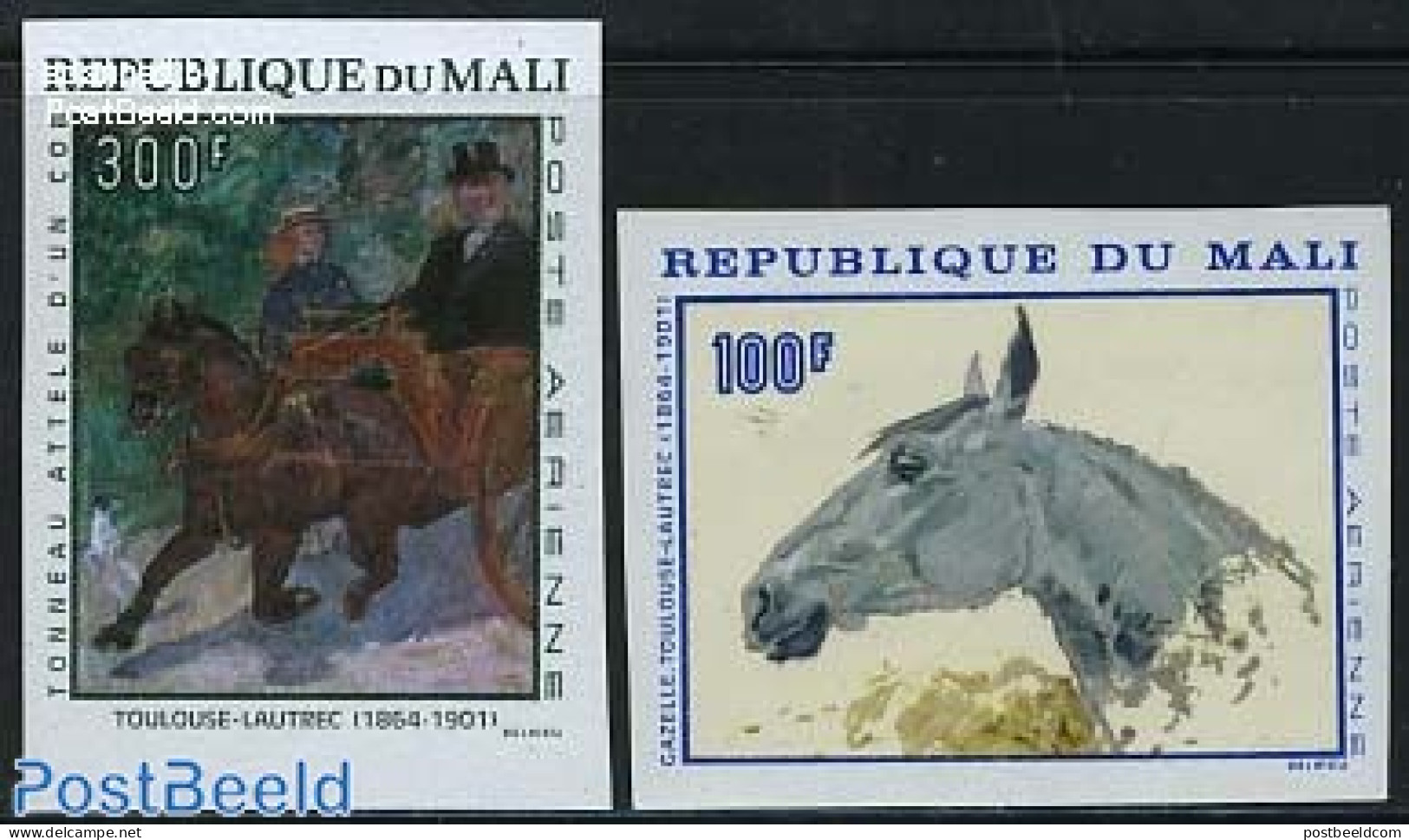 Mali 1967 T. LAUTREC PAINT. 2V IMP., Mint NH, Nature - Horses - Art - Henri De Toulouse-Lautrec - Modern Art (1850-pre.. - Mali (1959-...)