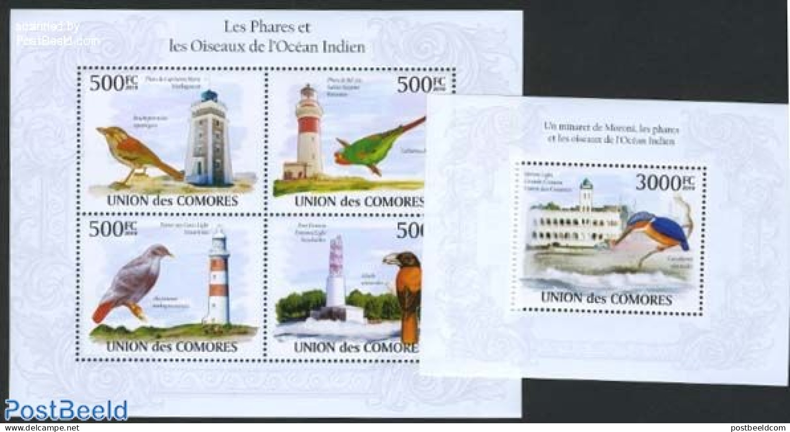 Comoros 2010 Lighthouses & Birds 2 S/s, Mint NH, Nature - Various - Birds - Lighthouses & Safety At Sea - Leuchttürme