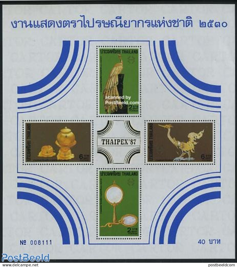 Thailand 1987 Thaipex S/s, Mint NH, Nature - Poultry - Art - Art & Antique Objects - Thailand