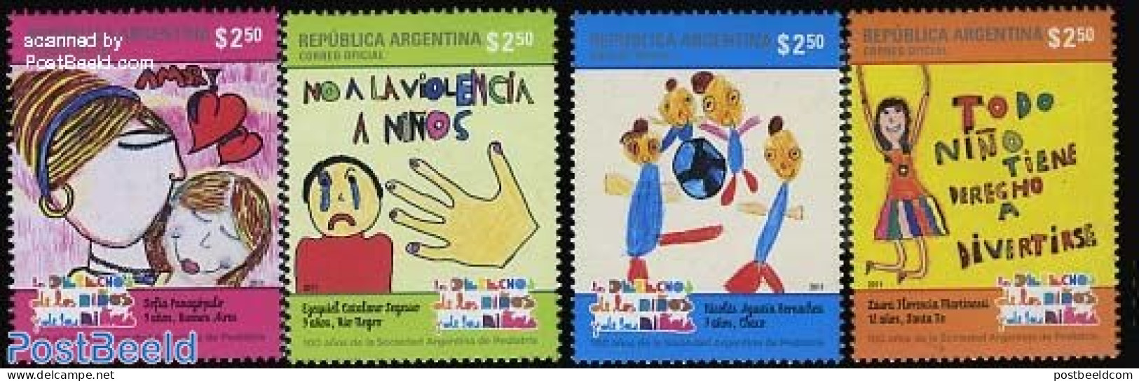 Argentina 2011 Children Rights 4v, Mint NH, Various - Justice - Art - Children Drawings - Nuevos