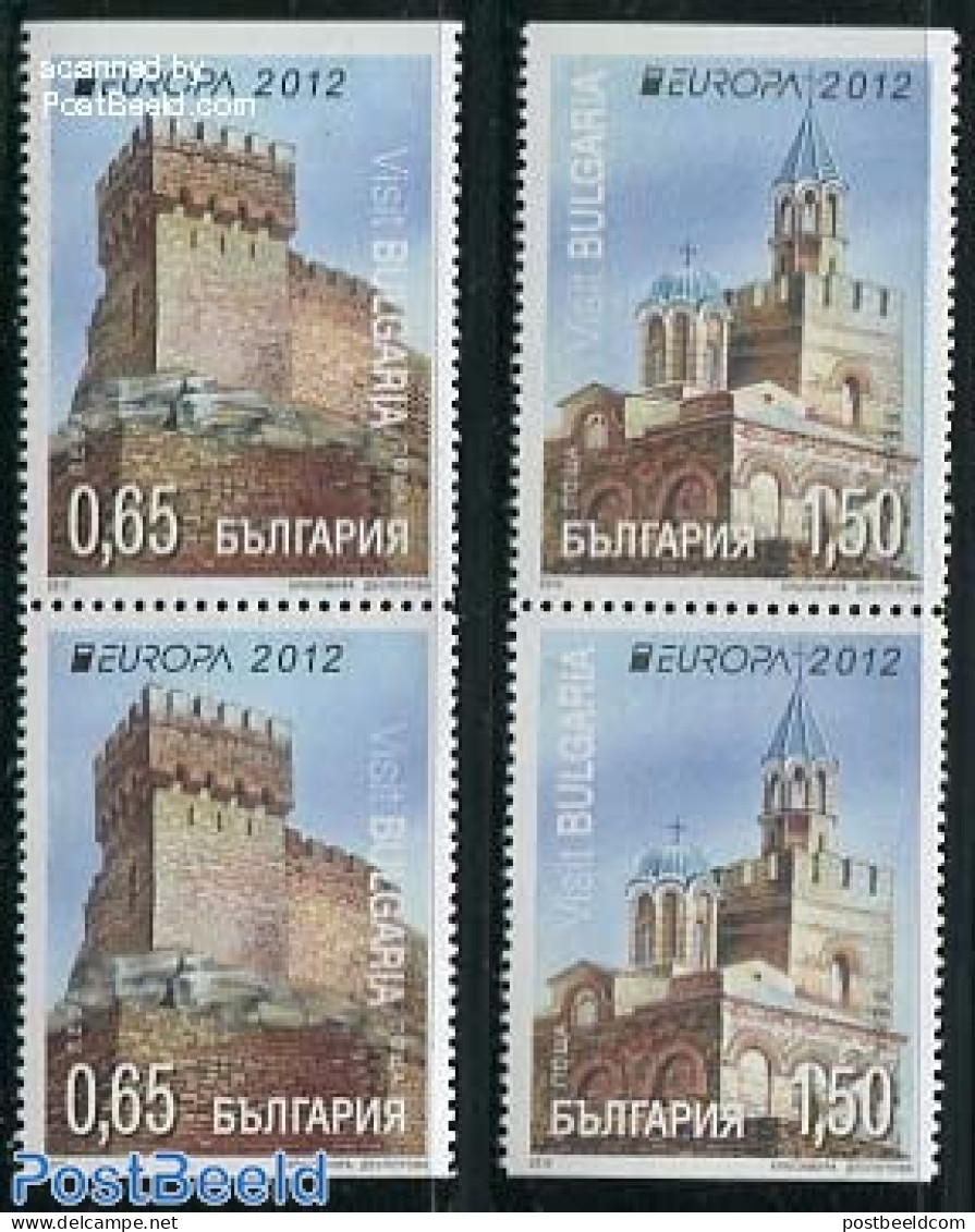 Bulgaria 2012 Europe 4v (2 X [:]) From Booklet, Mint NH, History - Religion - Various - Europa (cept) - Churches, Temp.. - Neufs