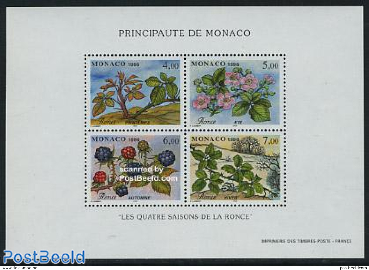 Monaco 1996 Four Seasons S/s, Mint NH, Nature - Flowers & Plants - Neufs