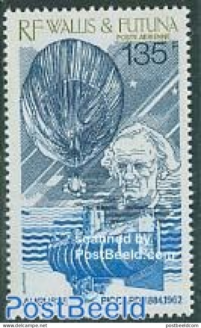 Wallis & Futuna 1987 Auguste Piccard 1v, Mint NH, Transport - Balloons - Ships And Boats - Fesselballons