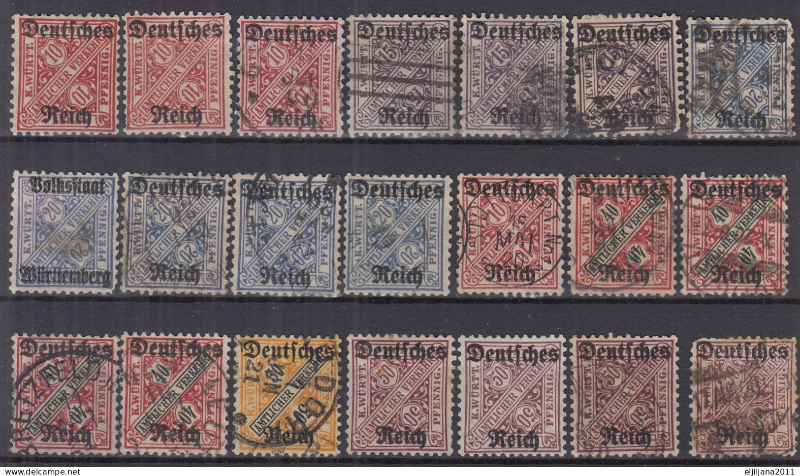 ⁕ Germany, Deutsches Reich 1920 ⁕ Dienstmarke / Official Stamps, Overprint On Bayern Mi.58-63 ⁕ 21v ( MH & Used ) - Servizio