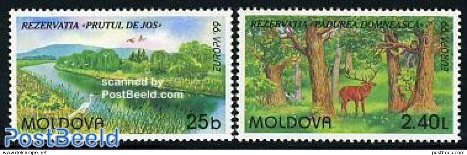 Moldova 1999 Europa, Parks 2v, Mint NH, History - Nature - Europa (cept) - Animals (others & Mixed) - Deer - National .. - Naturaleza