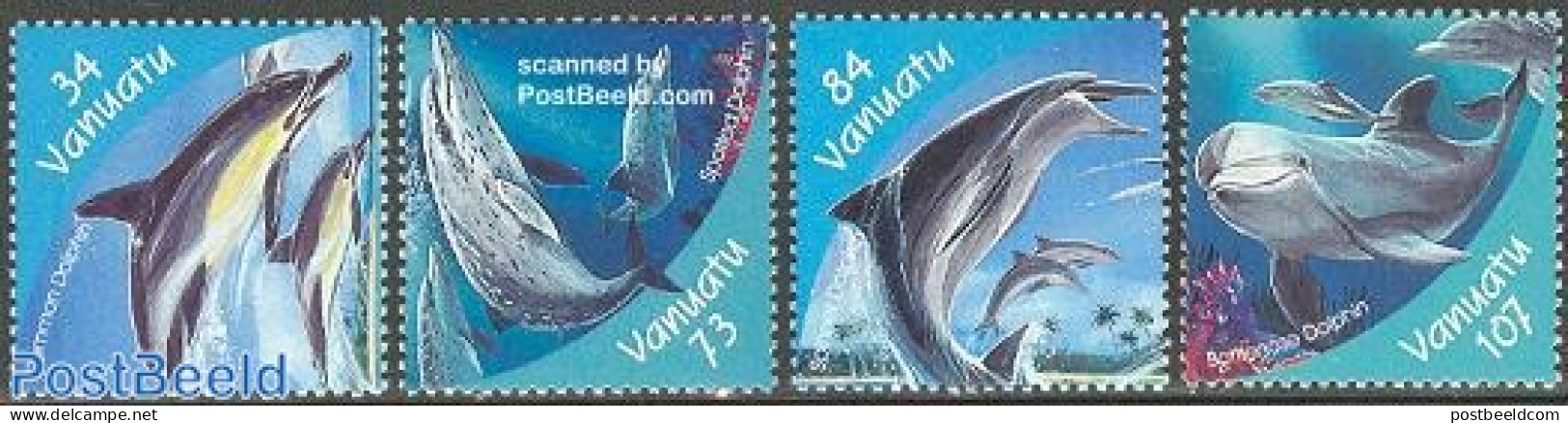 Vanuatu 2000 Dolphins 4v, Mint NH, Nature - Sea Mammals - Vanuatu (1980-...)