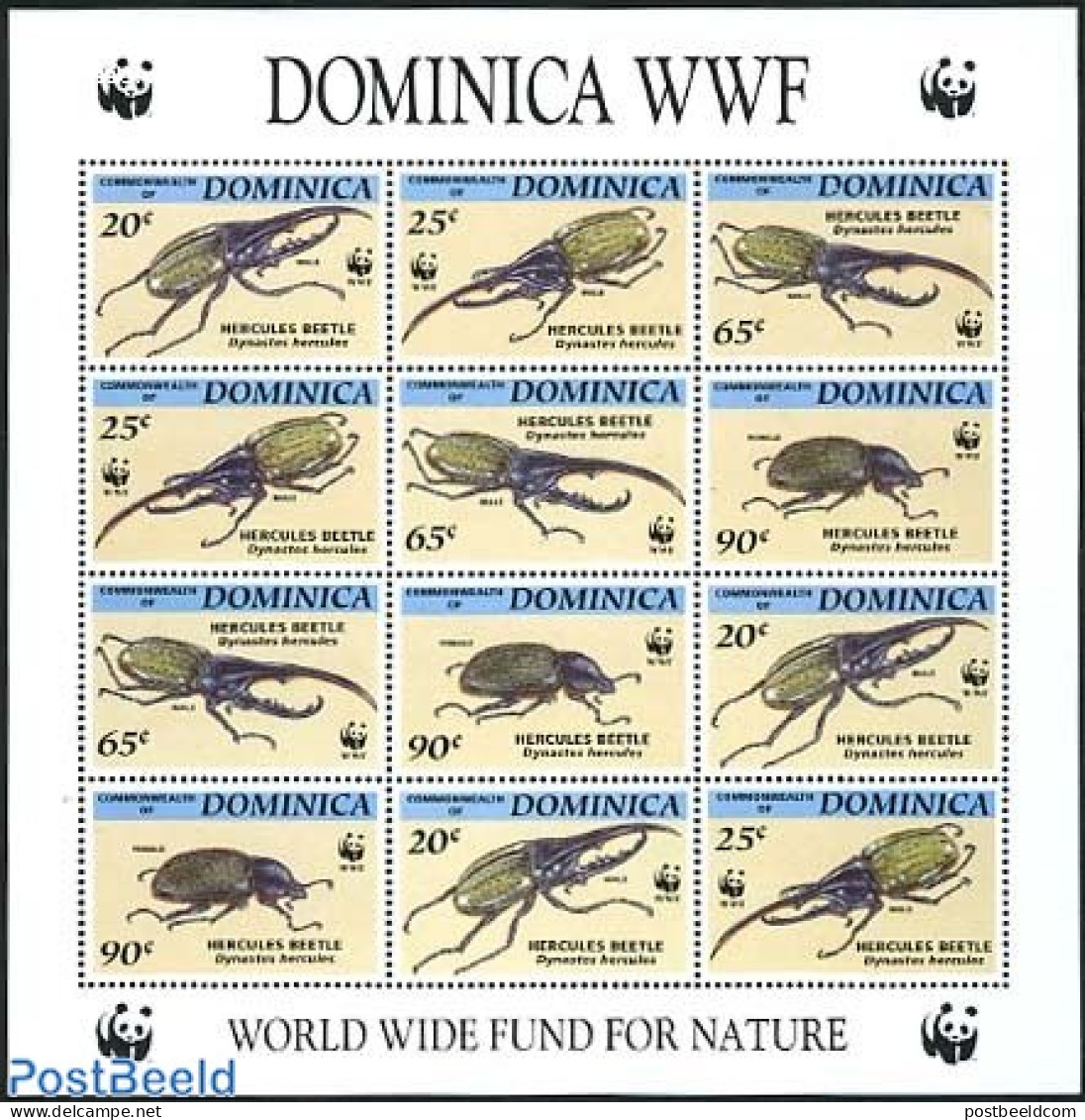 Dominica 1994 WWF, Insects M/s, Mint NH, Nature - Insects - World Wildlife Fund (WWF) - Dominican Republic
