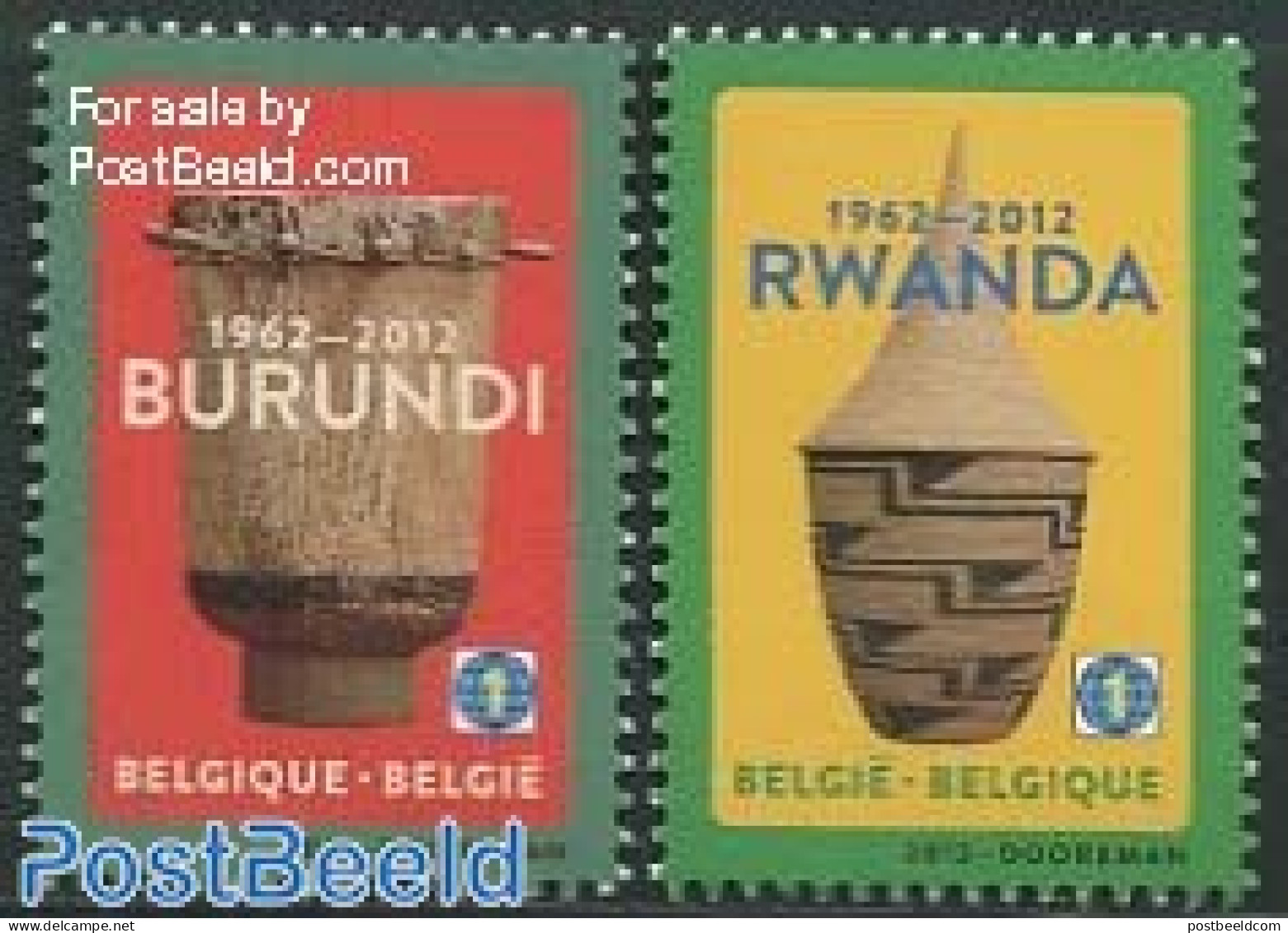 Belgium 2012 50 Years Independence Rwanda & Burundi 2v, Mint NH, History - Various - History - Folklore - Neufs