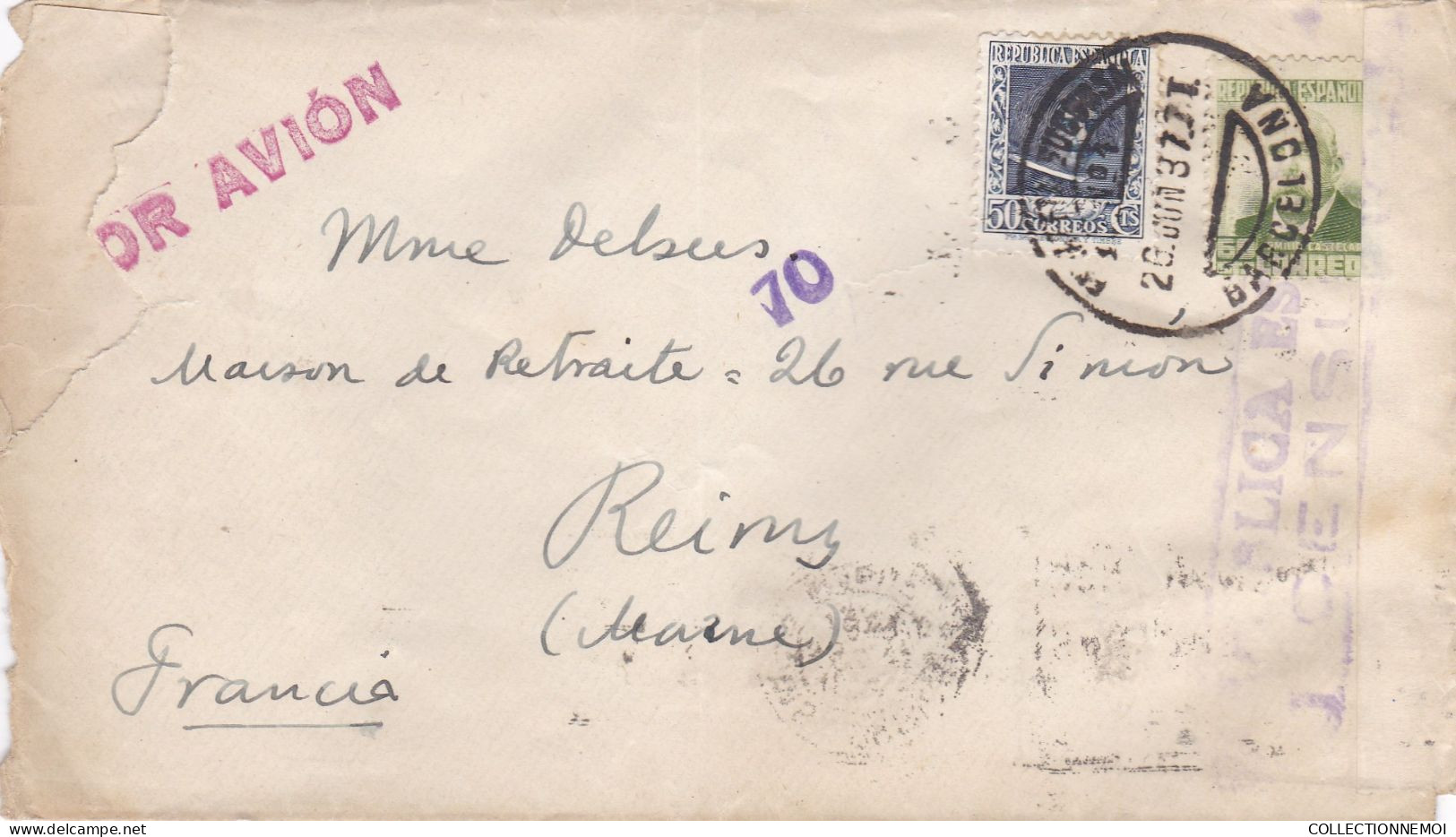 LOT DE 5 ,, Lettres CENSURE D' ESPAGNE  ,, Période De GUERRE ,,,,,scan Recto Et Verso ,,,,et VENDUE COMME C'EST - Vrac (max 999 Timbres)