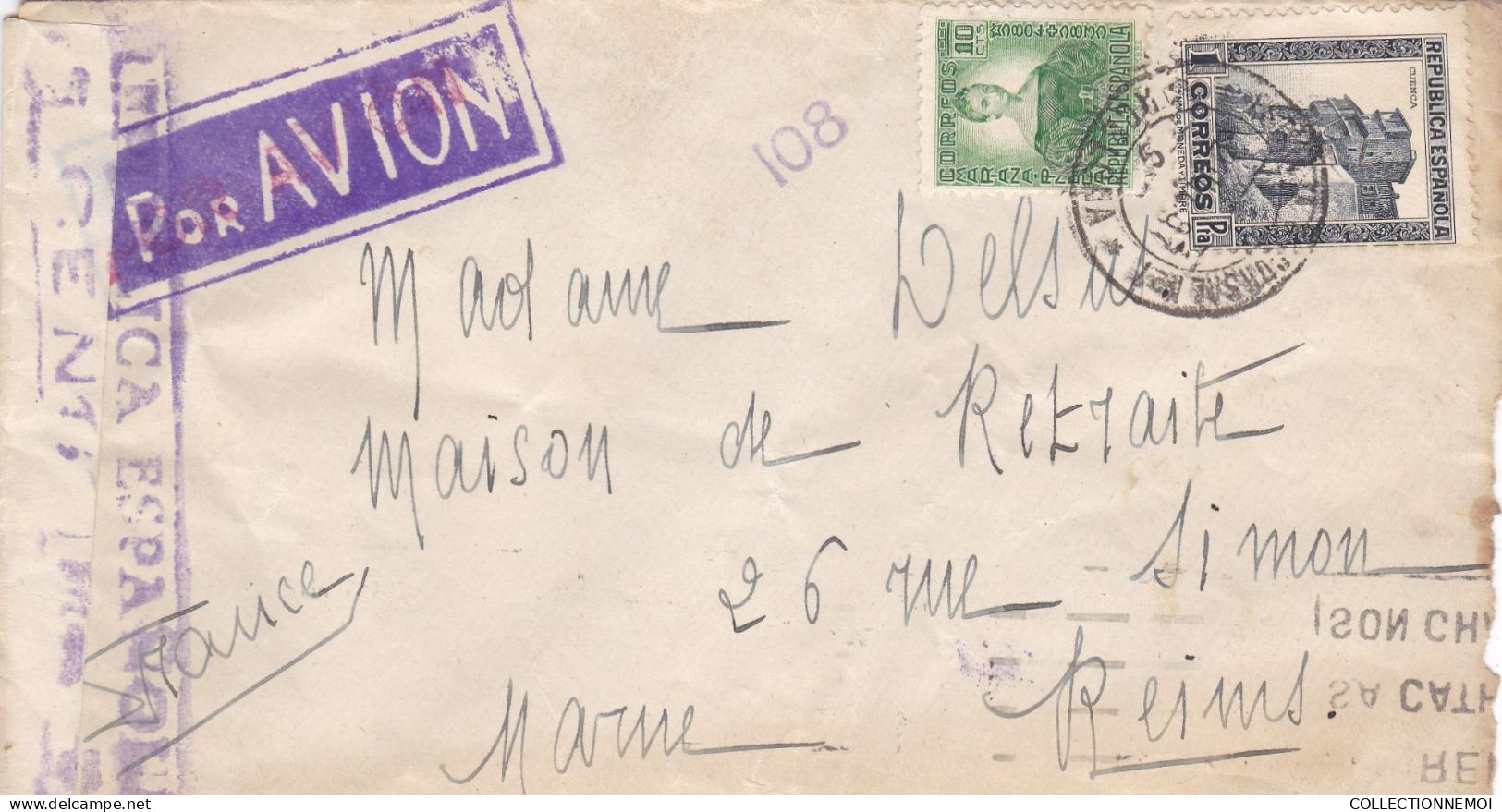 LOT DE 5 ,, Lettres CENSURE D' ESPAGNE  ,, Période De GUERRE ,,,,,scan Recto Et Verso ,,,,et VENDUE COMME C'EST - Lots & Kiloware (mixtures) - Max. 999 Stamps