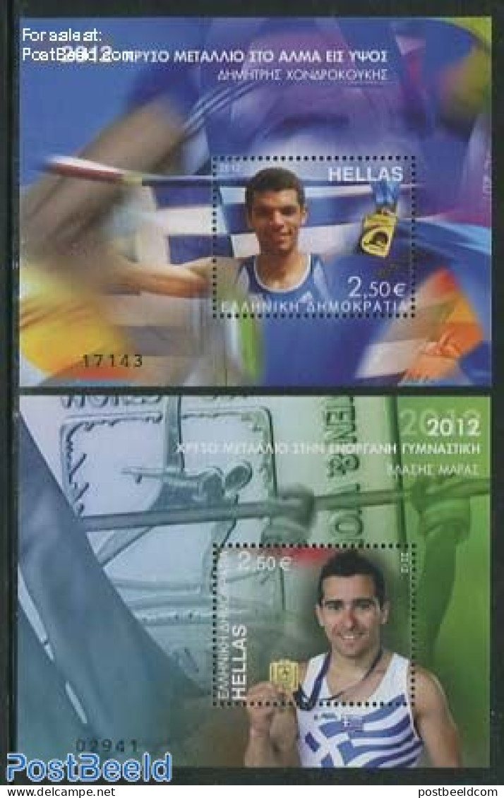 Greece 2012 Gold Medal, Athletics 2 S/s, Mint NH, Sport - Athletics - Sport (other And Mixed) - Ungebraucht