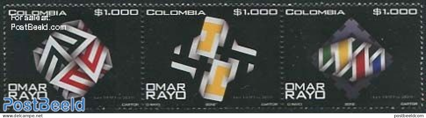 Colombia 2012 Omar Rayo Paintings 3v [::], Mint NH, Art - Modern Art (1850-present) - Paintings - Colombia