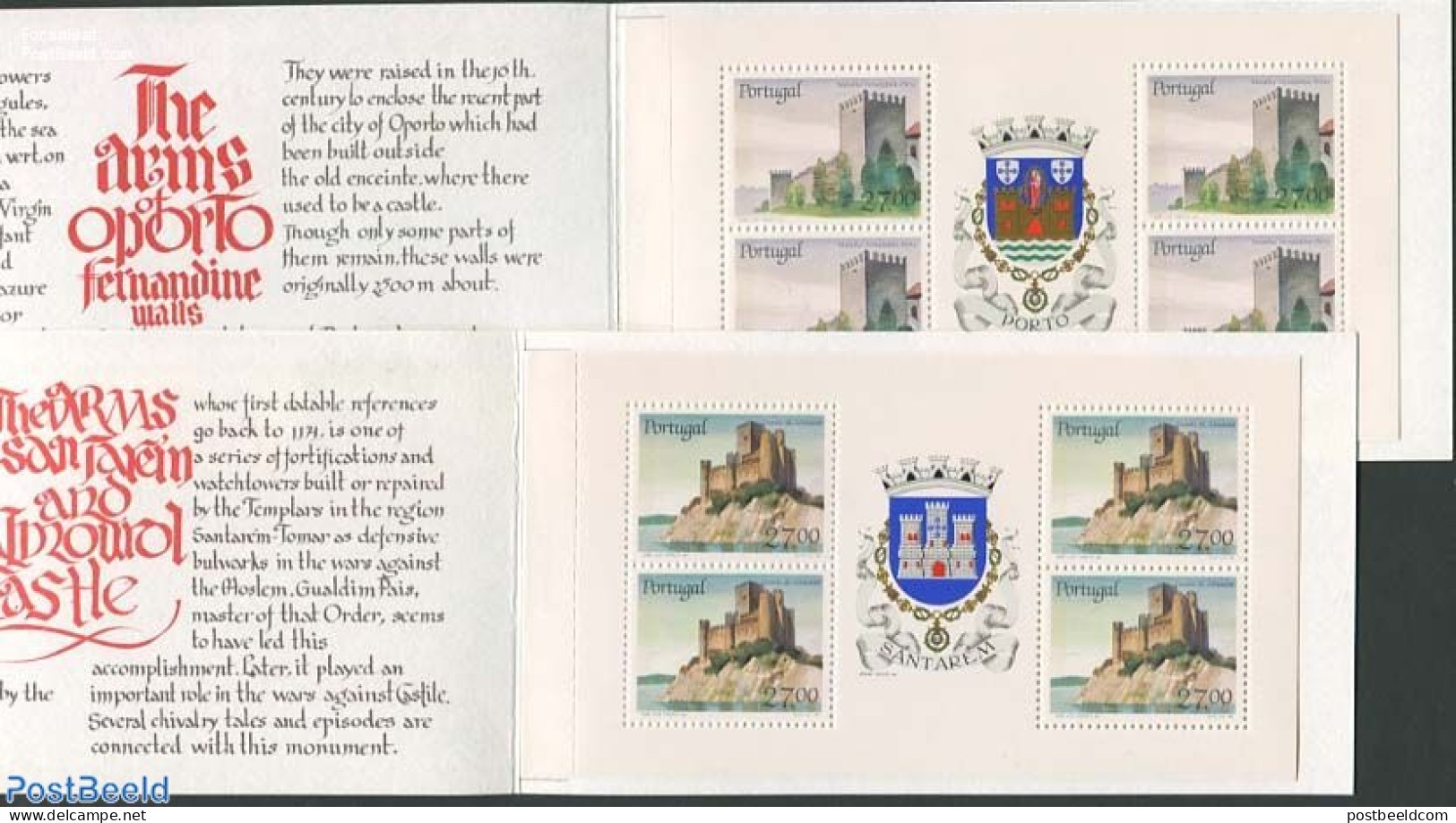 Portugal 1988 Castles, 2 Booklets, Mint NH, Stamp Booklets - Art - Castles & Fortifications - Unused Stamps