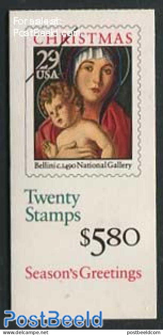 United States Of America 1992 Christmas Booklet, Mint NH, Religion - Christmas - Stamp Booklets - Art - Paintings - Neufs