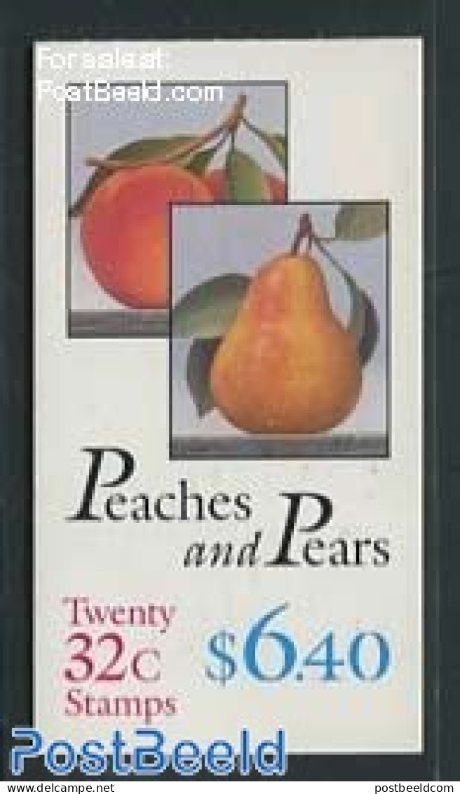 United States Of America 1995 Fruits Booklet (20x32c), Mint NH, Nature - Fruit - Stamp Booklets - Neufs