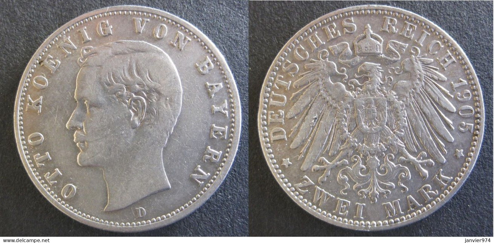 Allemagne Bavière. 2 Mark 1905 D Munich , Otto I , En Argent, KM# 913 - 2, 3 & 5 Mark Plata