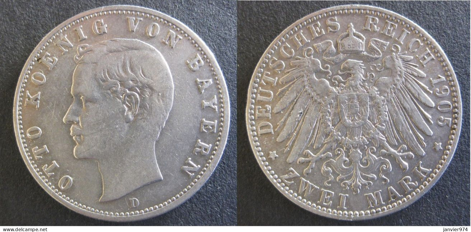 Allemagne Bavière. 2 Mark 1905 D Munich , Otto I , En Argent, KM# 913 - 2, 3 & 5 Mark Argento