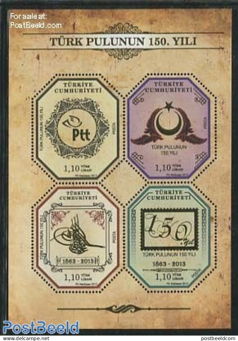 Türkiye 2013 150 Years Stamps 4v M/s, Mint NH, Stamps On Stamps - Autres & Non Classés