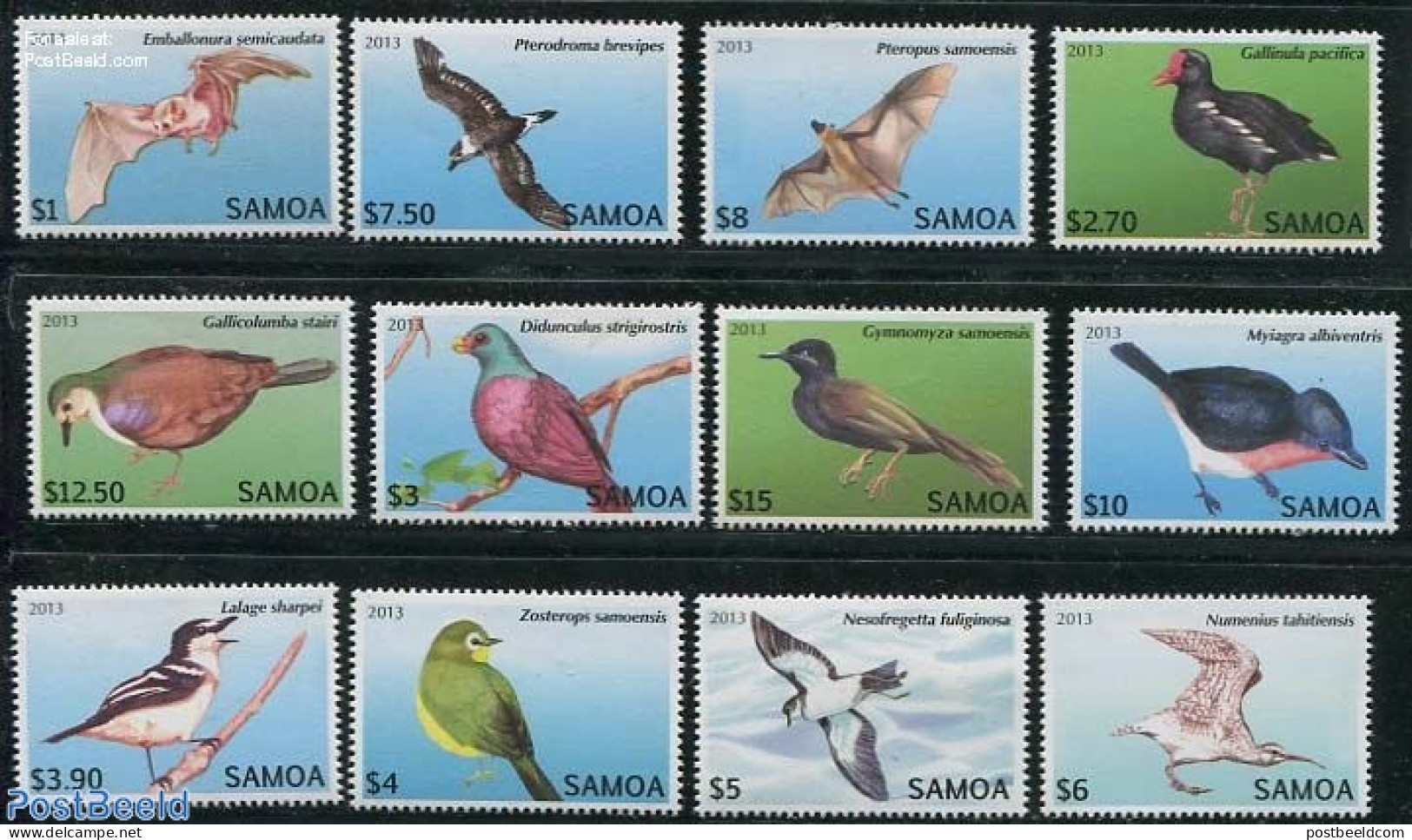 Samoa 2013 Definitives, Endangered Birds & Bats 12v, Mint NH, Nature - Bats - Birds - Samoa